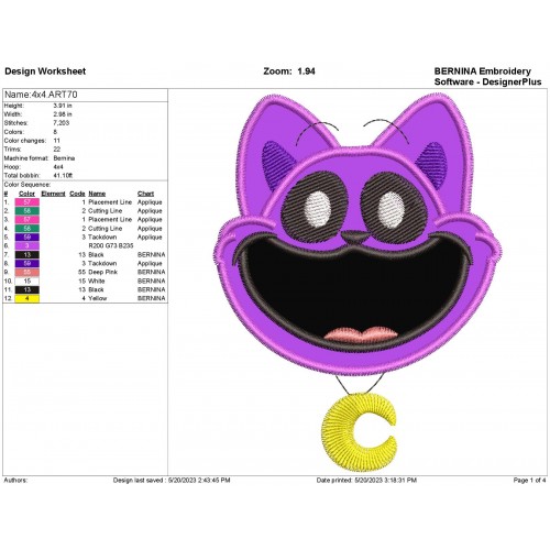 CatNap Head with a Moon Necklace Applique Design