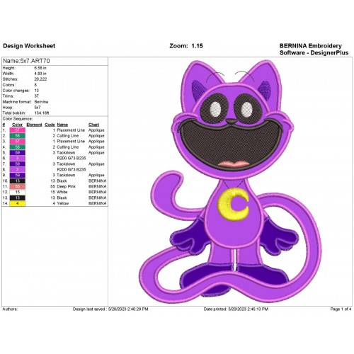 CatNap Poppy Playtime Applique Design