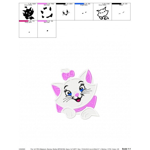 Cat Marie Embroidery Design Embr