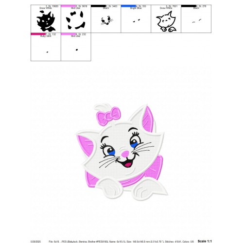 Cat Marie Embroidery Design Embr
