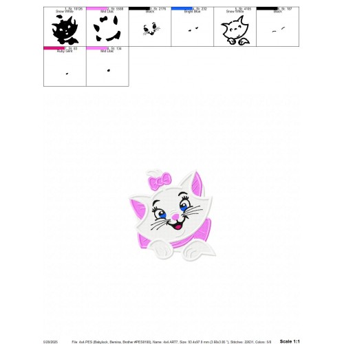 Cat Marie Embroidery Design Embr