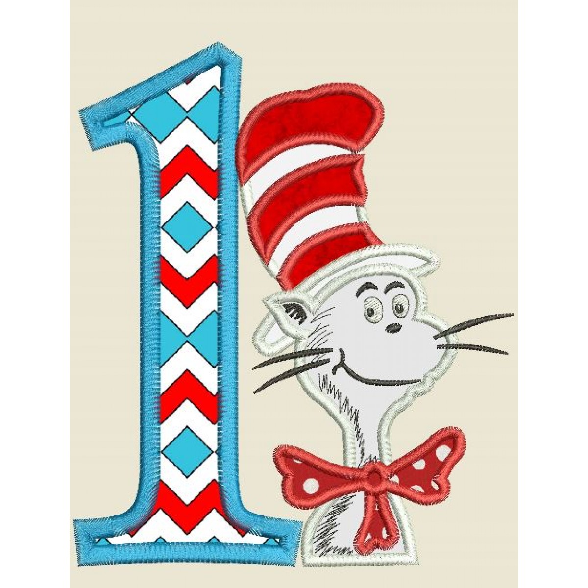 Cat in the Hat 1st Birthday Applique Design