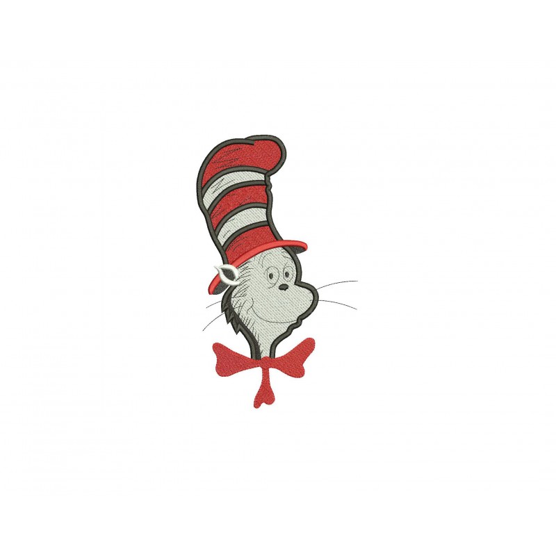 Cat in the Hat Filled Embroidery Design