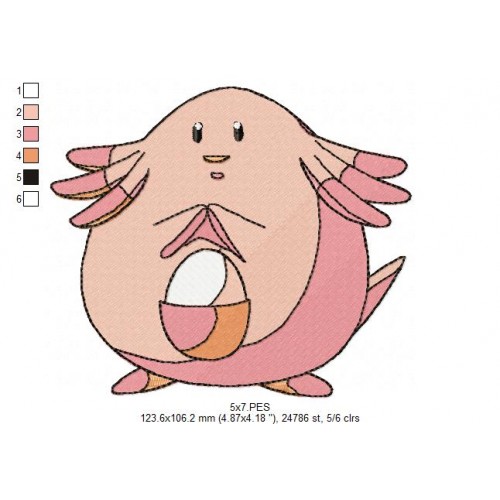 Chansey Pokemon Embroidery Design