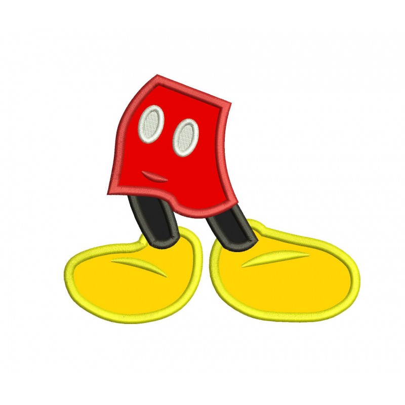 Character Inspired Mickey Legs Shoes and Feet Embroidery Applique Design