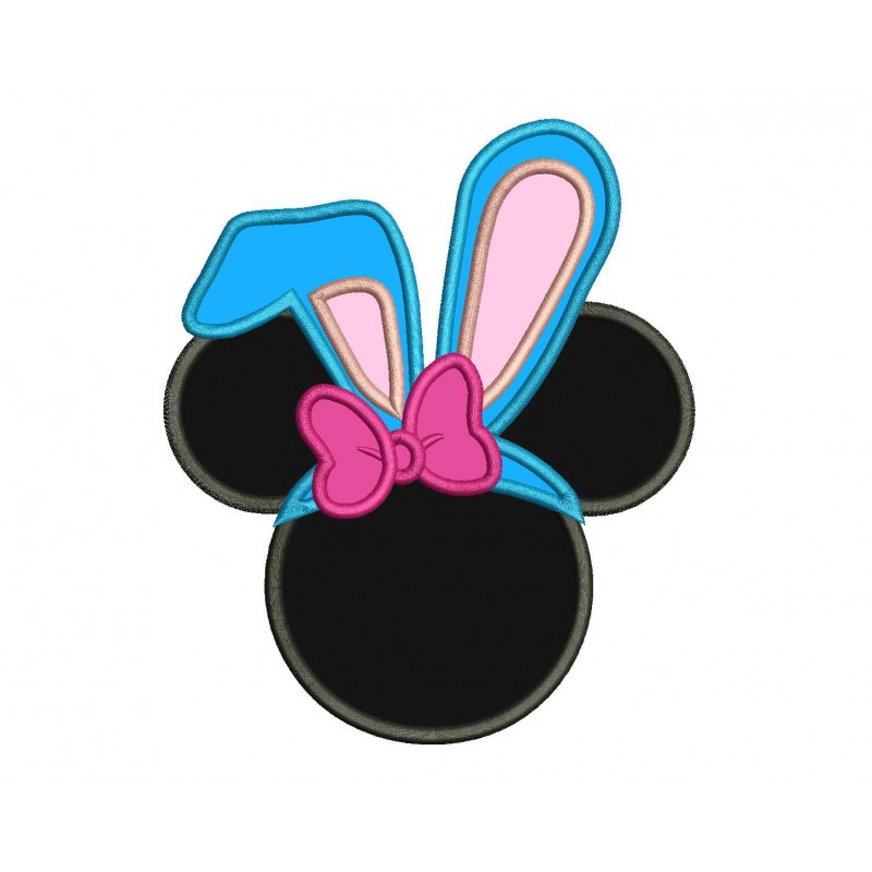 Character Inspired Minnie Bunny Ears Embroidery Applique Design