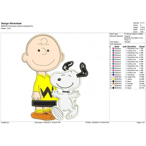 Charlie Brown and Snoopy Applique Design