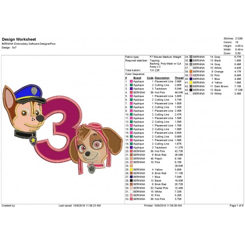 Chase Paw Patrol and Skye Third Birthday Applique Design