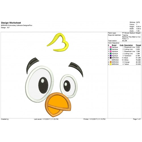 Chick Face Applique Design