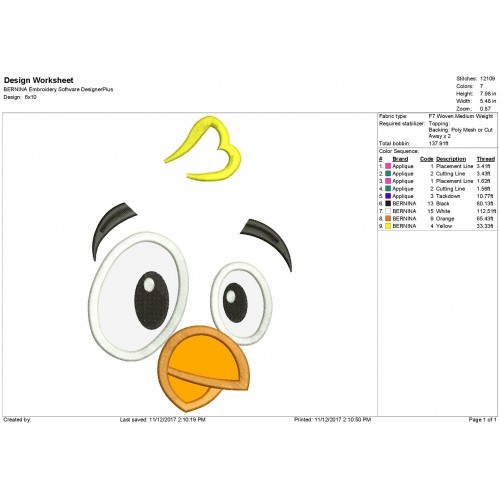 Chick Face Applique Design