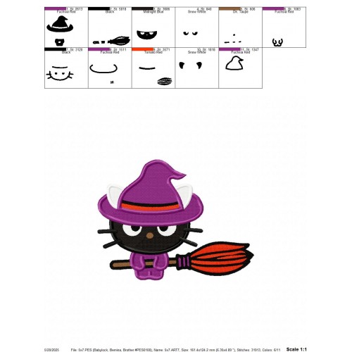 Chococat Halloween Embroidery Design Embr