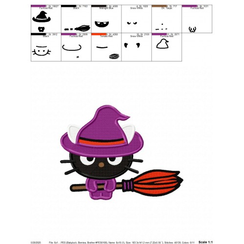 Chococat Halloween Embroidery Design Embr