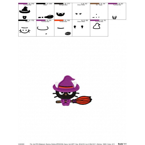Chococat Halloween Embroidery Design Embr
