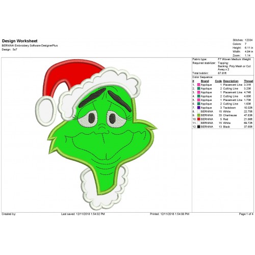 Christmas MrMean Santa Hat Santa Christmas Grump Applique Design
