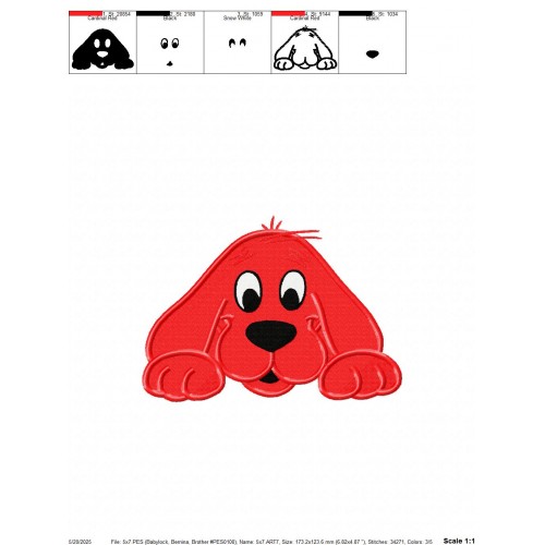 Clifford Dog Embroidery Design Embr