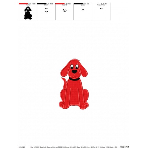Clifford the Big Red Dog Embroidery Design Embr