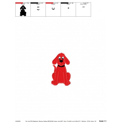 Clifford the Big Red Dog Embroidery Design Embr