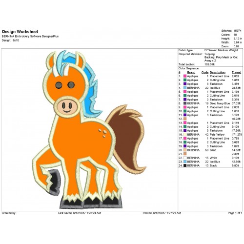 Clod the Horse Nella Princess Knight Applique Design
