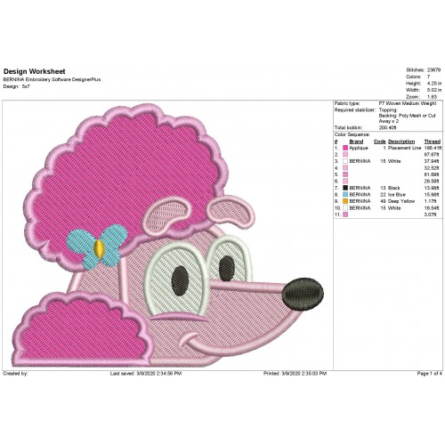 Coco Bluey the Dog Peeker Filled Embroidery Design
