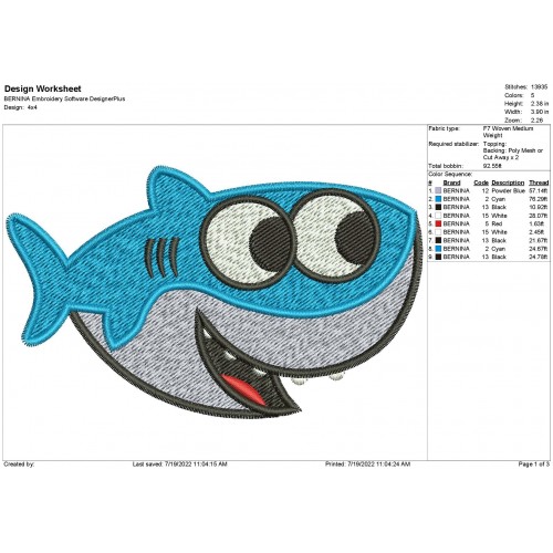 Cocomelon Baby Shark Embroidery Design