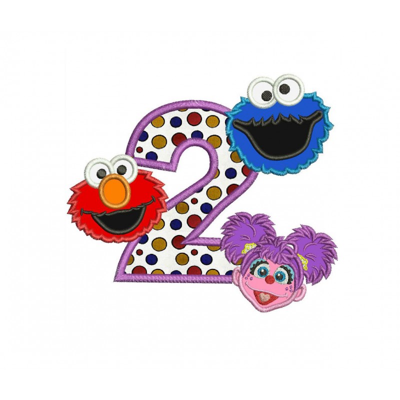 Cookie Abby Elmo 2nd Birthday Applique Design