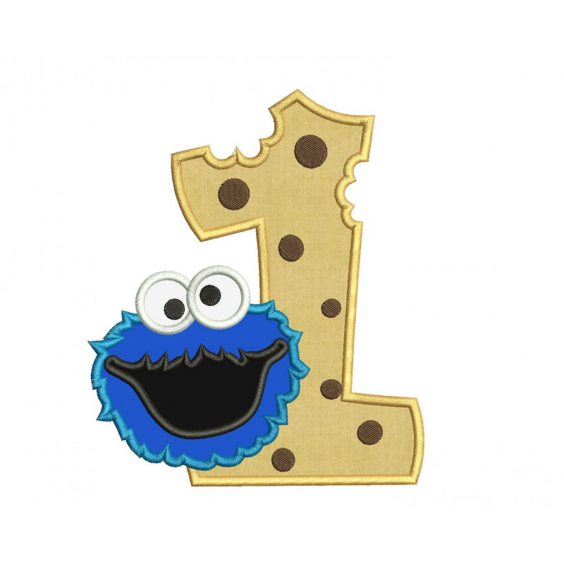 Cookie Monster 1st Birthday Applique Design Cookie Monster Applique