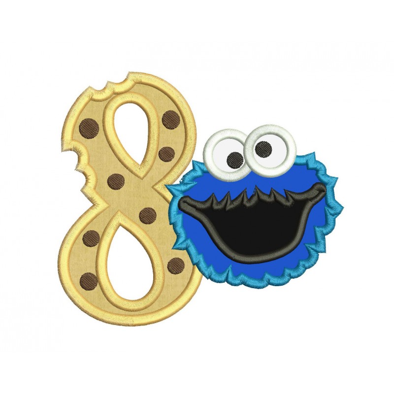 Cookie Monster 8th Birthday Applique Design