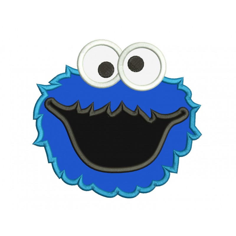 Cookie Monster Applique Machine Embroidery Design
