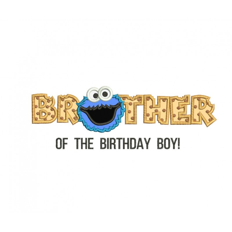 Cookie Monster Brother Birthday Applique Design