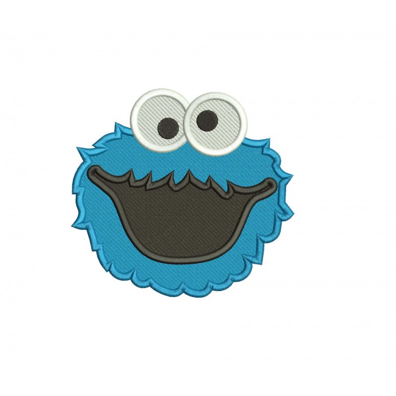 Cookie Monster Face Fill Stitch Embroidery Design