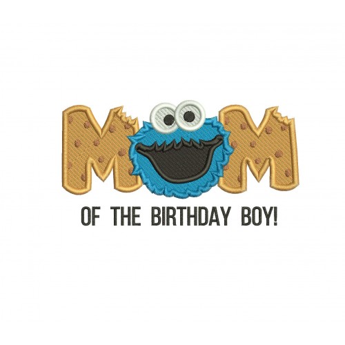 Cookie Monster Mom Filled Stitch Embroidery Design
