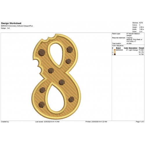Cookie Monster Number 8 Embroidery Design