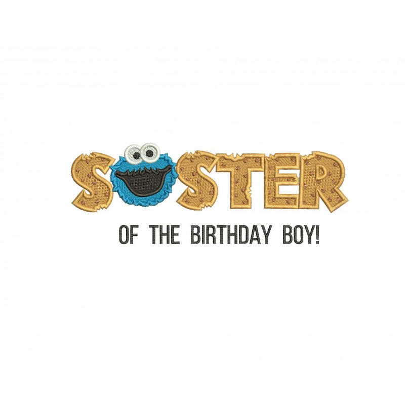 Cookie Monster Sister Birthday Embroidey Design