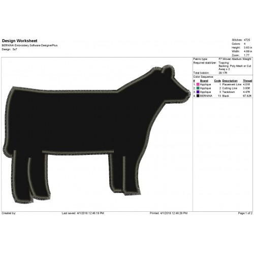 Cow 02 Applique Design