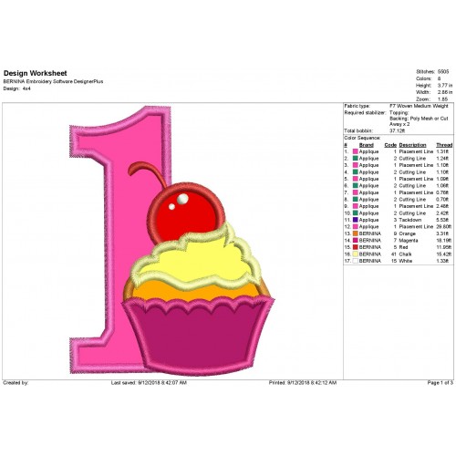 Cupcake Applique Design