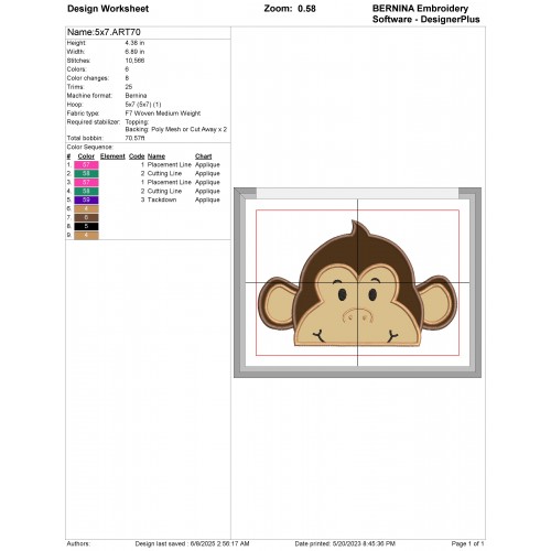 Curious George Peeker Applique Design Embr