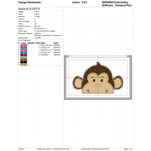 Curious George Peeker Applique Design Embr
