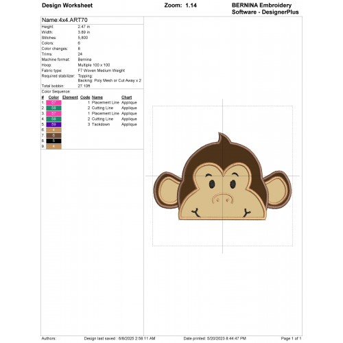 Curious George Peeker Applique Design Embr