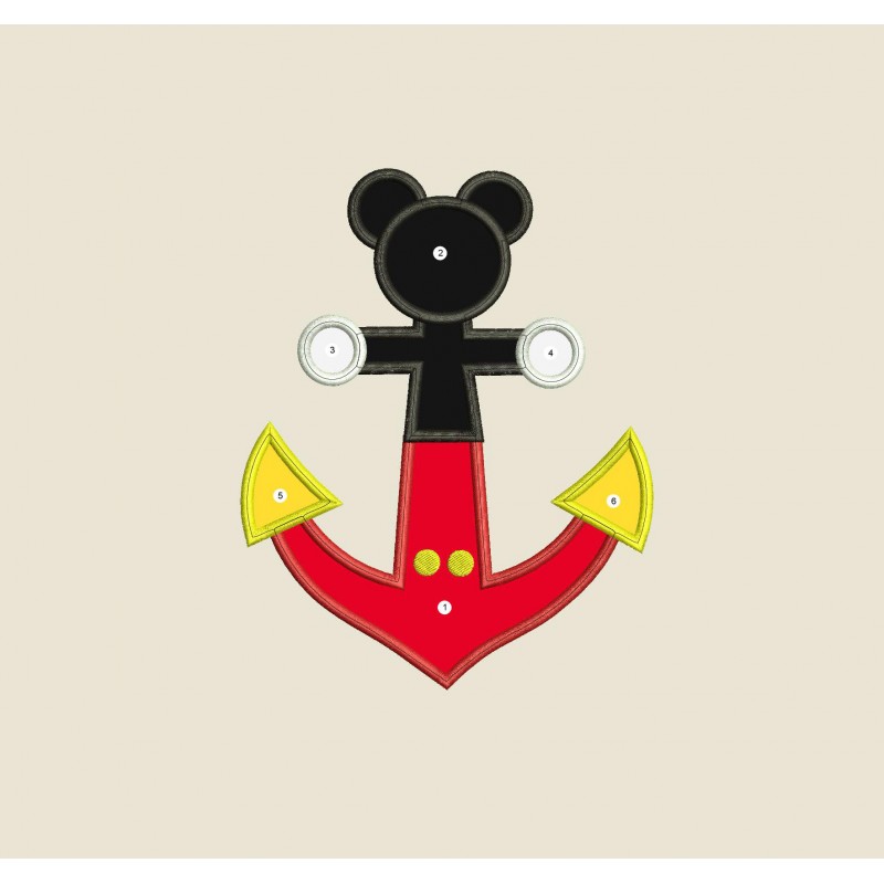 DCL Anchor Disney Cruise Mickey Mouse Applique Design