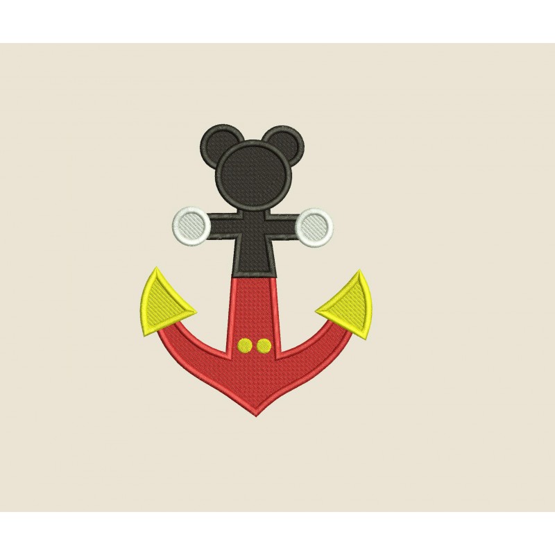 DCL Anchor Disney Cruise Mickey Mouse Fill Stitch Embroidery Design