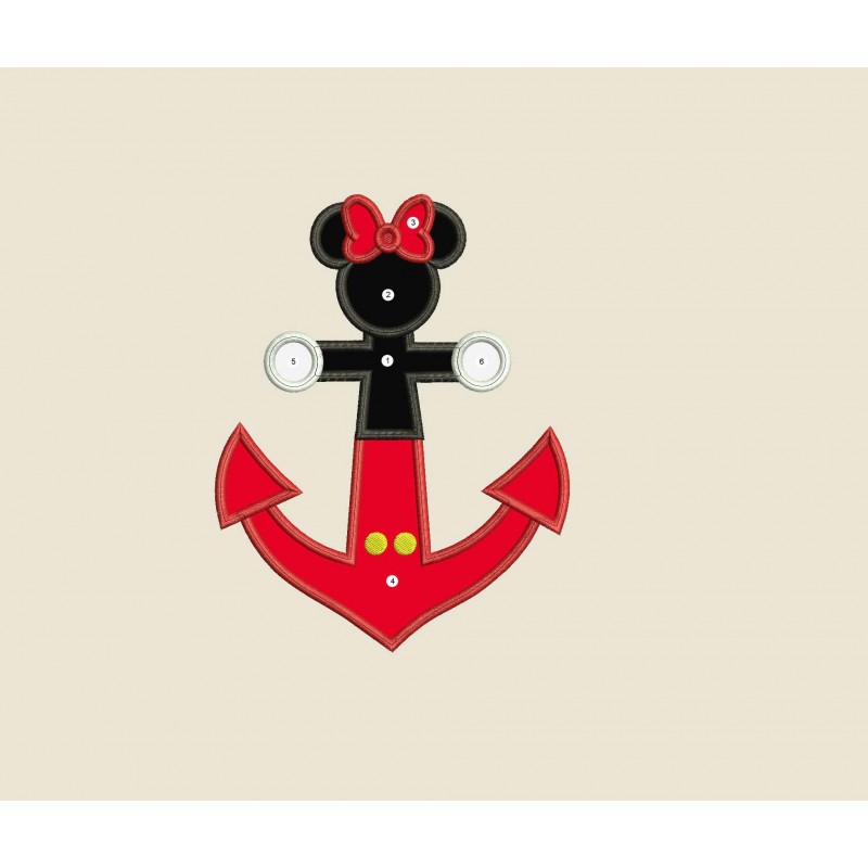 DCL Anchor Disney Cruise Minnie Mouse Applique Design