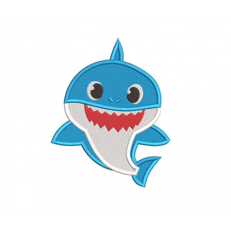 Daddy Shark Filled Stitch Embroidery Design