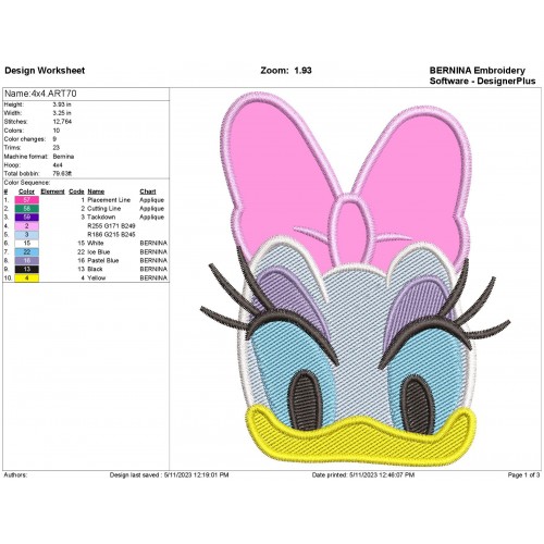 Daisy Duck Peeker Embroidery Design