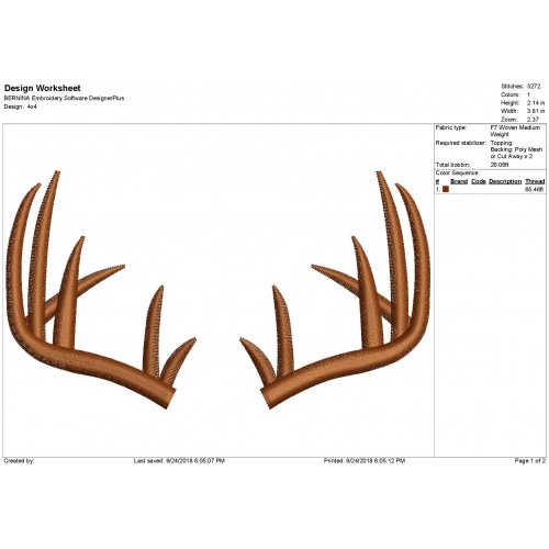 Deer Antlers Machine Embroidery Design