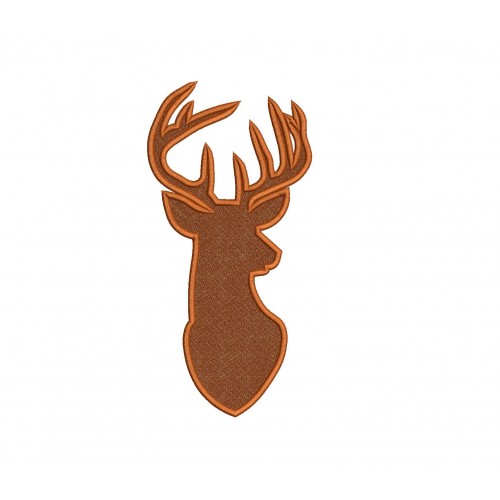 Deer Head Buck Silhouette Filled Embroidery Design
