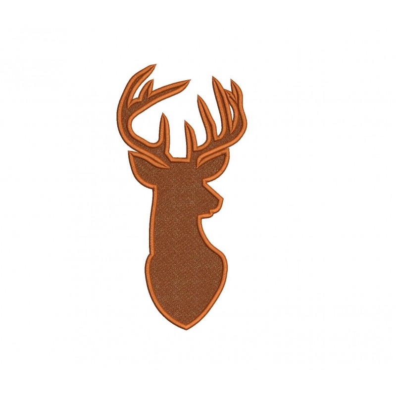 Deer Head Buck Silhouette Filled Embroidery Design