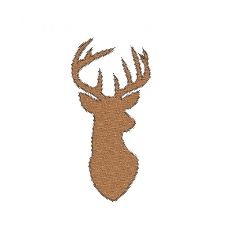 Deer Head Buck Silhouette Zig Zag Filled Embroidery Design