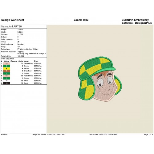 Del Ocho El Chavo Embroidery Design