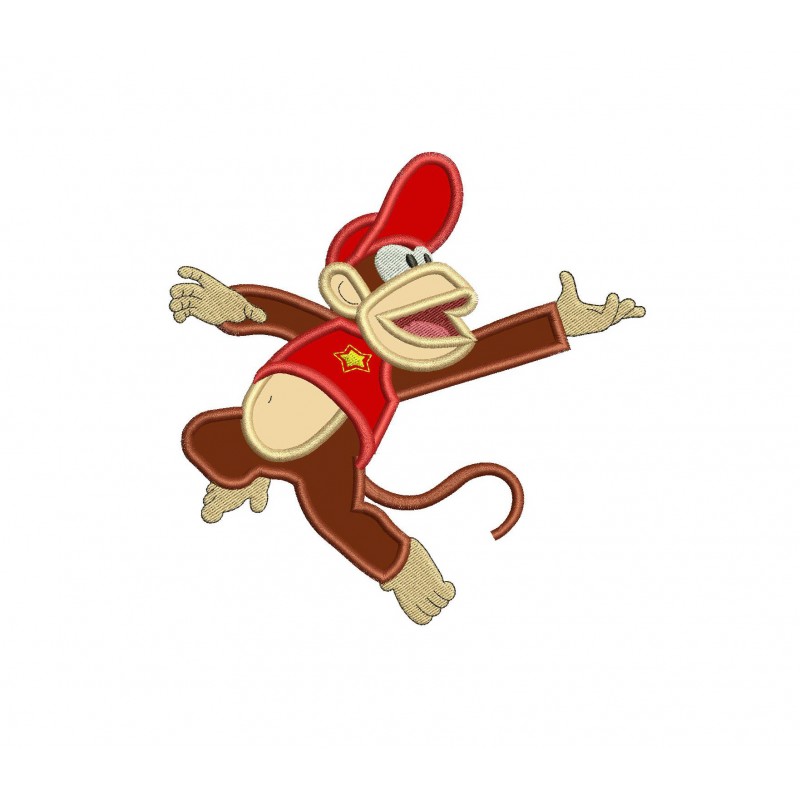 Diddy Kong Mario Monkey Applique Design