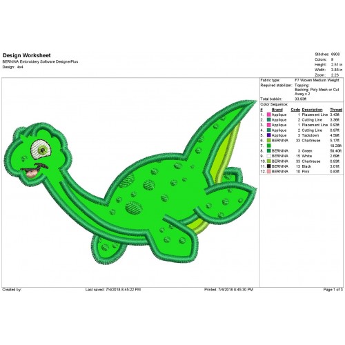 Dinosaur Applique Design